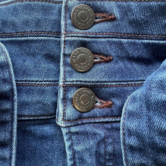 Veronica Beard Giselle Flare Extra High Rise Jeans Belted Washed Oxford Blue - Picture 7 of 16